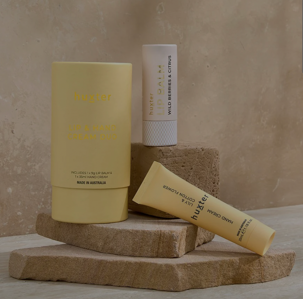 Huxter - Lip & Hand Cream Duo - Yellow - Lily & Cotton Flower